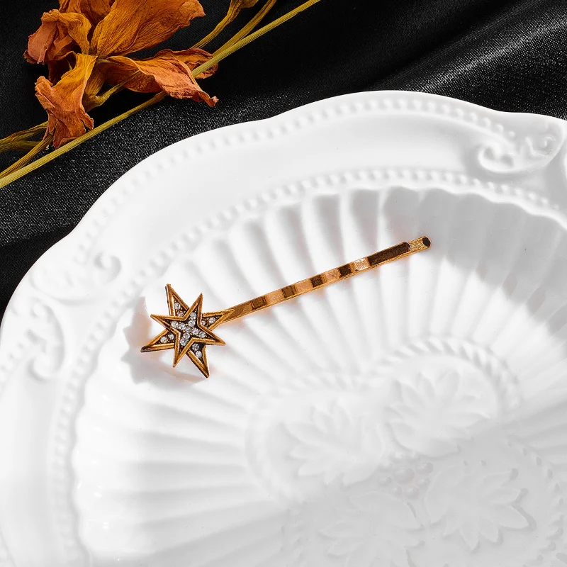Золотые волосатые гребни-палочки Медные металлические шпильки для волос с узорами луны и звезд Ретро головные уборы для женщин Китайский стиль аксессуаров.