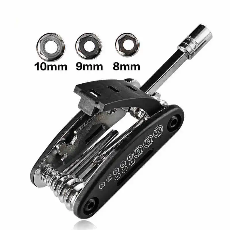 

Black 16in1 Multi-Function Bike Bicycle Cycling Mechanic Repair Tool Kit