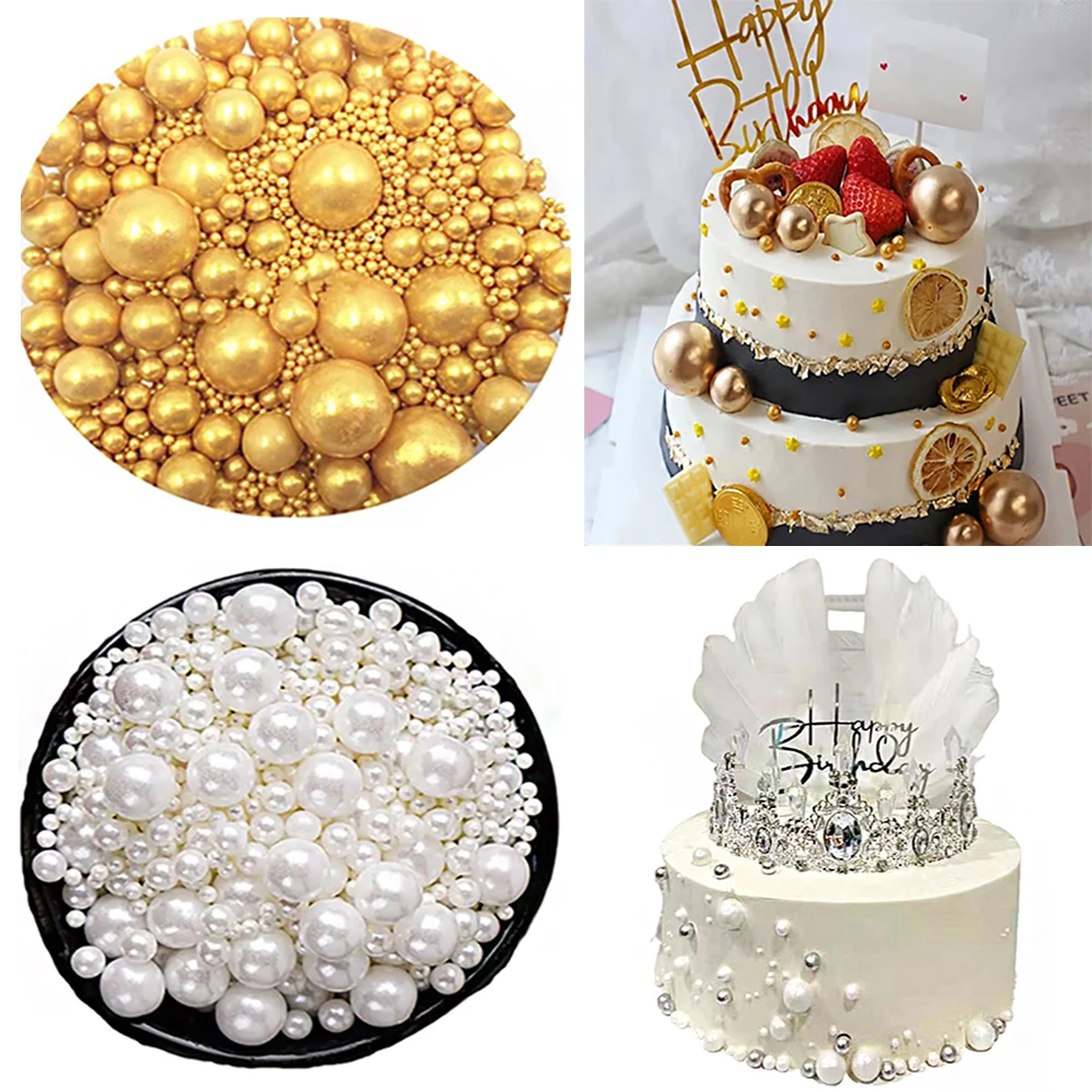 

20g Edible DIY Gold Ball Cake Toppers Cake Ball Decoration Ball Birthday Party Donuts Dessert Baking Decor Candy Decorative Tool