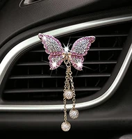 butterfly pendant vent clips crystal butterfly car air conditioning outlet clip bowknot car bling interior decoration