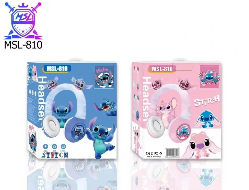Беспроводные Bluetooth-наушники Disney Stitch Msl-810 Hi-Fi стереозвук плюшевые гарнитуры с