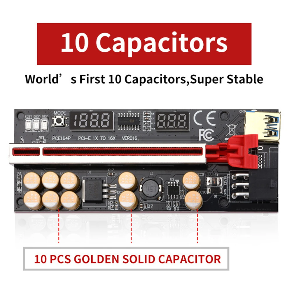 Переходник для Райзера Gold VER016 USB 3 0 PCIE 1X 4x 8x 16x SATA 15pin на 6 pin кабель питания |