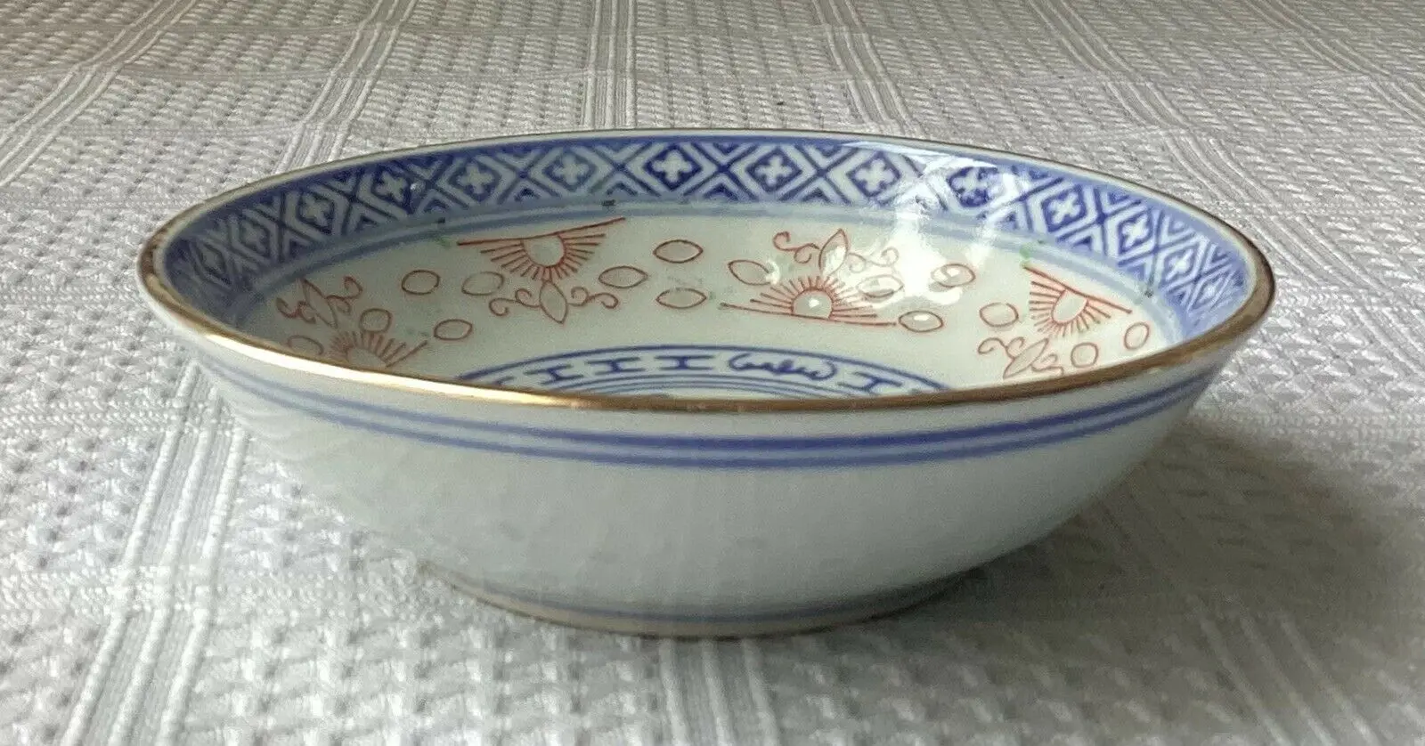 Винтажная китайская фарфоровая миска для соуса с рисовым глазом/рисовым зерном