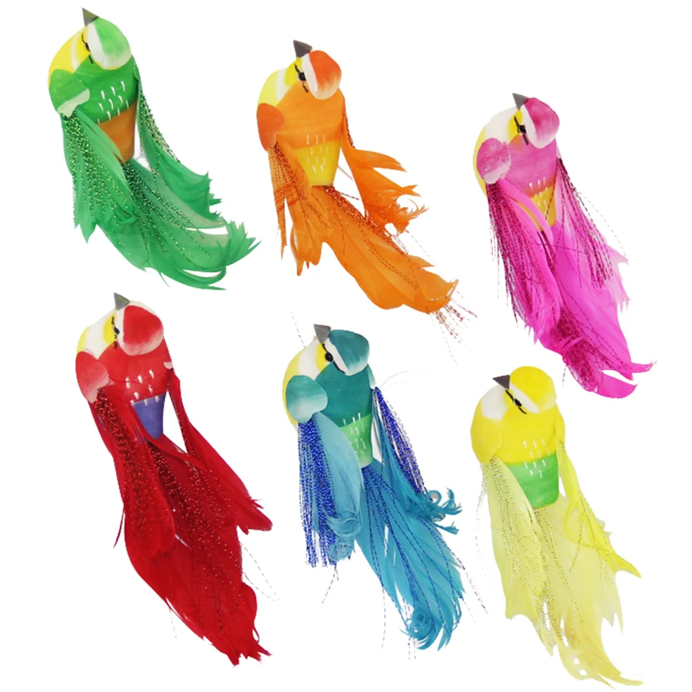 

6Pcs Creative Bird with Simulation Feather Party Bird Shaped Clips Random Color