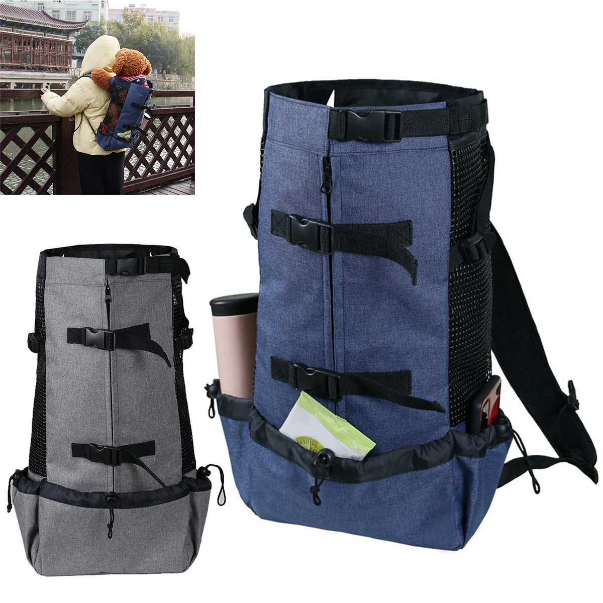 

Dog Carrier Bag Foldable Pet Travel Carrier Backpack with 3 Storage Pockets Adjustable Dog Backpack Comfortable Breathable Pet