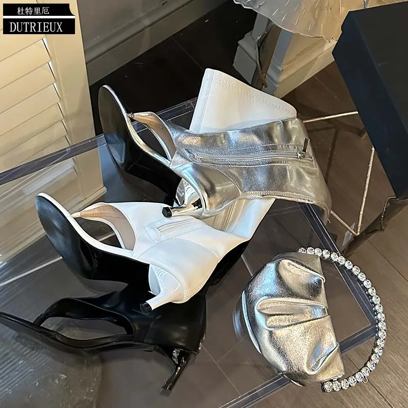 Ladies Sandals Boots Flip Flops New Knee-High Heels Modern 2023 Zipper Summer Fashion Peep Toe Female Shoes For Women Pumps