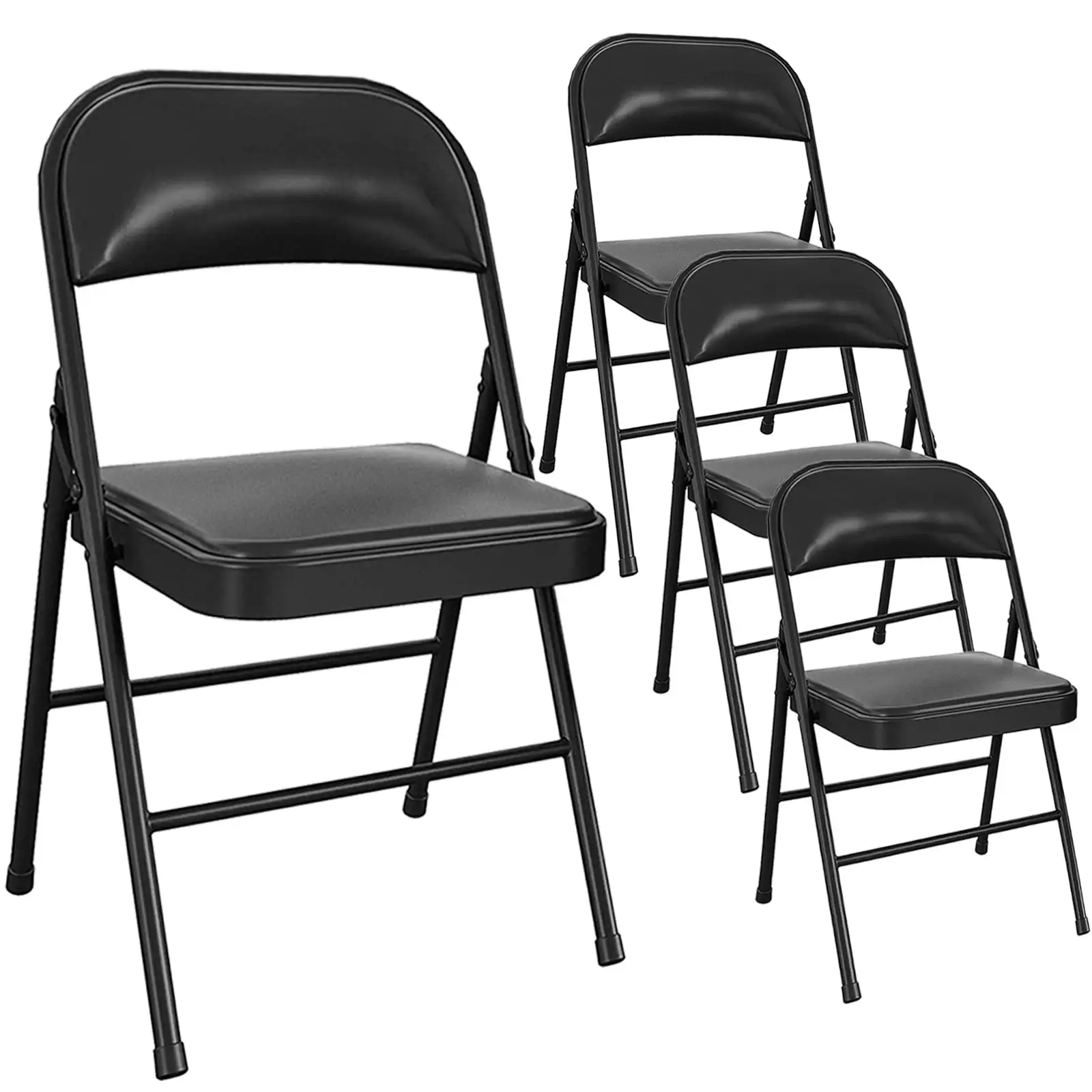 

SUGIFT 4 Pack Black Padded Metal Folding Chair for Outdoor Indoor