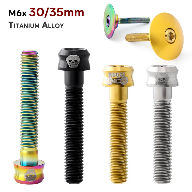 

TC4 Titanium Alloy Bike Headsets Cover Screws Ti Cycling Accessories MTB Road Mountain Bicycle Head Bowl Cap Bolts M6x30/35mm