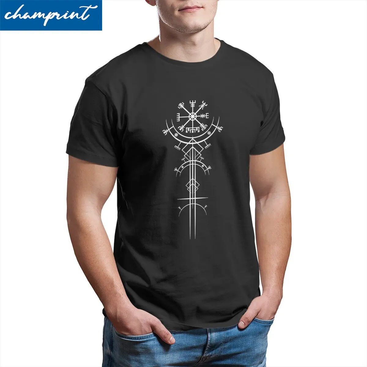 

Men T-Shirt Ancient Viking Magic Navigation Compass Crazy Pure Cotton Tee Shirt Short Sleeve T Shirt Round Collar Tops Gift Idea
