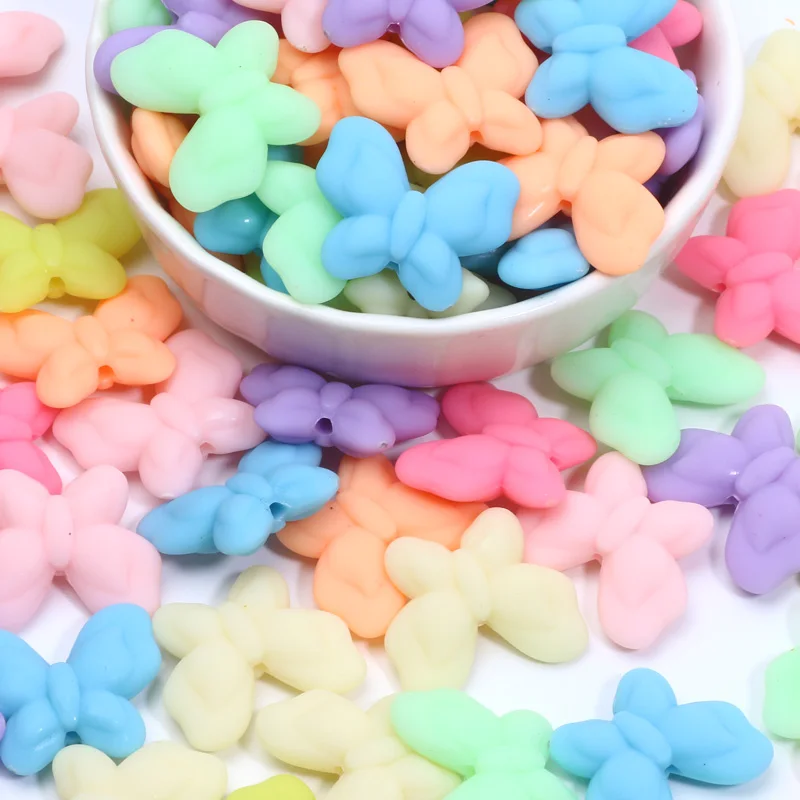 

Butterfly Rubber Acrylic Spacer Beads Necklaces 10pcs Macaron Color Acrylic Beads For Jewelry Making DIY Hair Clip Accessories