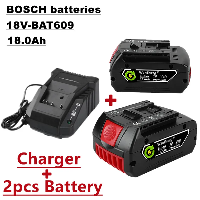 

18V power tool lithium ion battery, 18.0ah, suitable for bat609, bat609g, bat618, bat618g, bat614,2 batteries + charger for sale