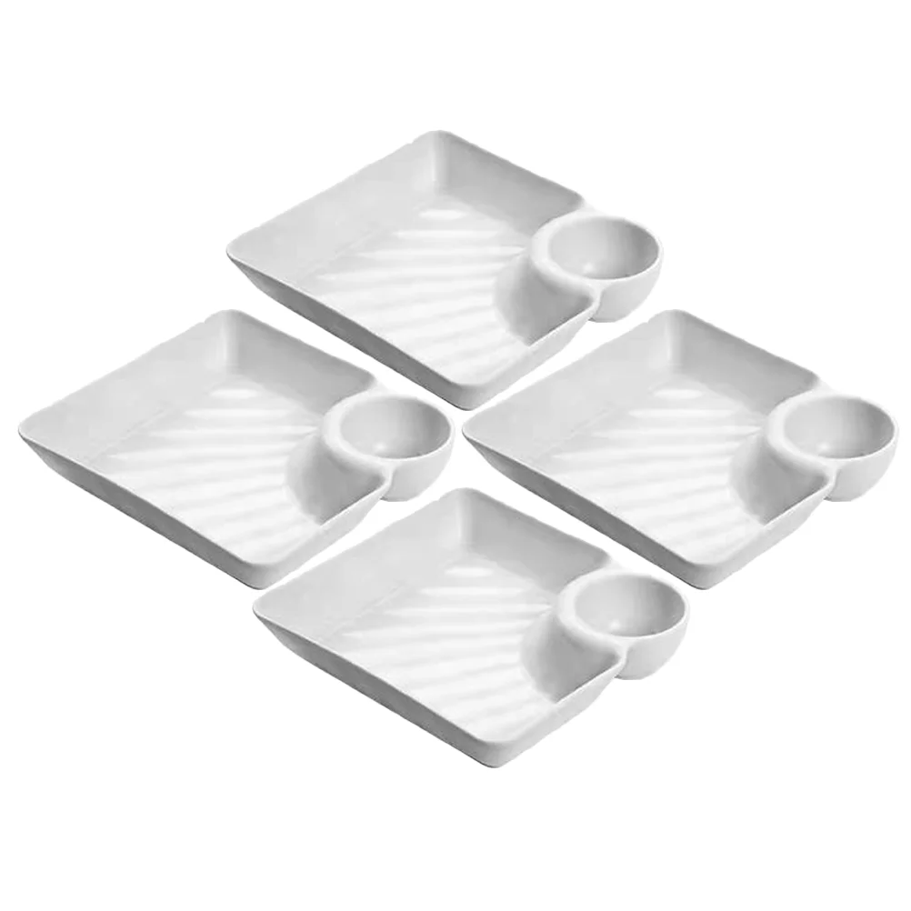 

4 Pcs Meatball Vinegar Plate Dessert Japanese Plates Cake Snack Container Plastic Serving Tray Square Cereal
