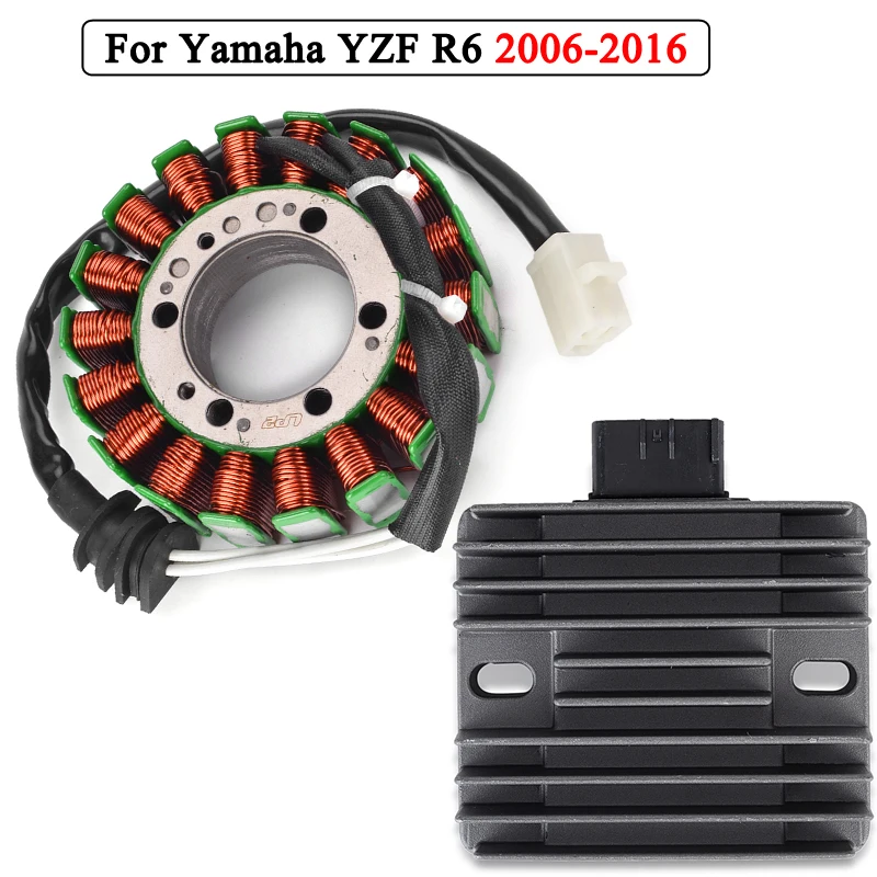 

Stator Coil 12V Regulator Rectifier For Yamaha YZF R6 YZFR6 YZF-R6 2006 2007 2008 2009 2010 2011 2012 2013 2014 2015 2016