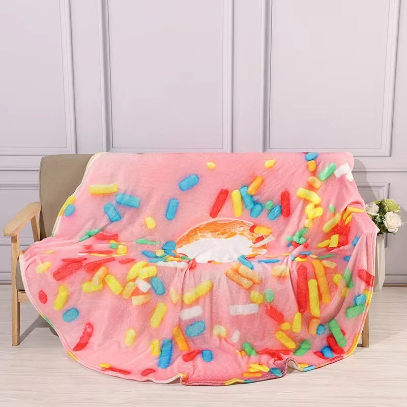 

Burrito Pattern Candy Collection Blanket Soft Flannel Candy Blankets Round Shape Airplane Travel Coral Fleece Nap Wraps Blanket