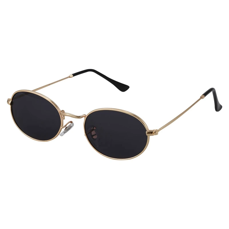 

Солнцезащитные очки в винтажном стиле для мужчин и женщин, овальные круглые солнечные очки в стиле ретро, S8006, в золотой оправе, черные, 2 шт.