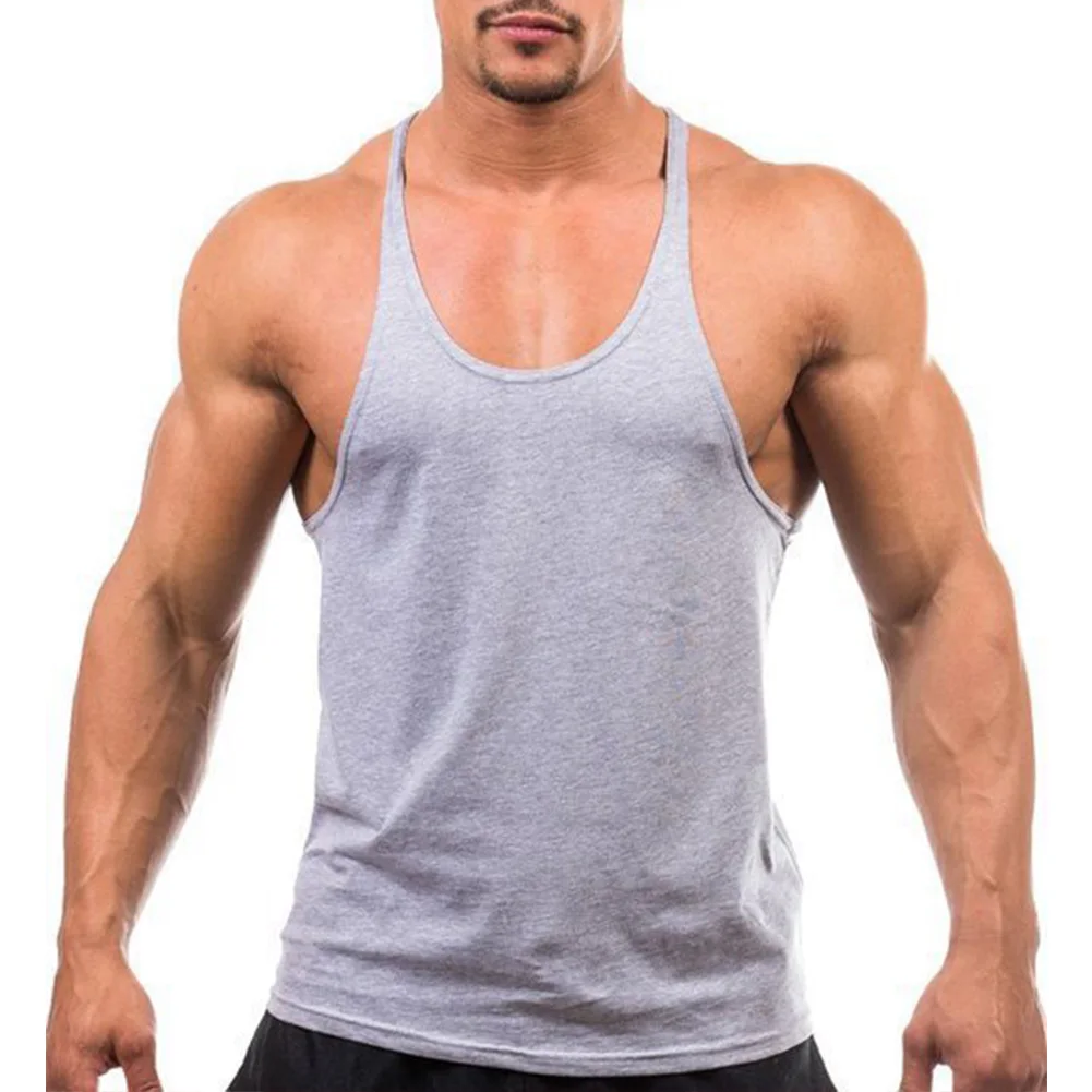 

2019 New Gym Men Vest Muscle Bodybuilding Tank Top Sleeveless Sport Fitness Running Vest black/white/gray