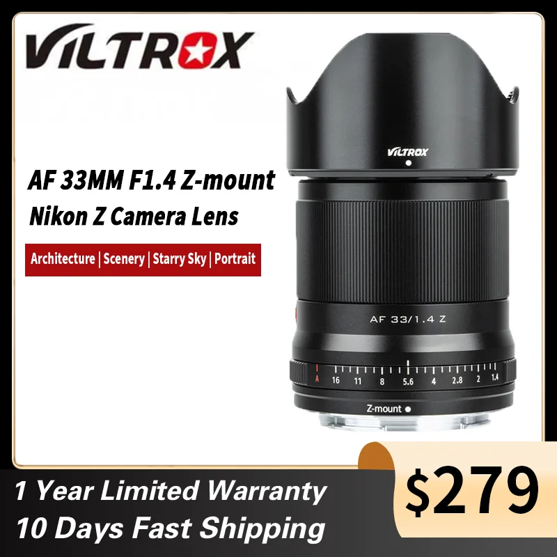 

Объектив VILTROX 33 мм F1.4 с автофокусом, объектив с большой диафрагмой, объектив для фотоаппарата Nikon Z Mount Lesn Z7 II Z50
