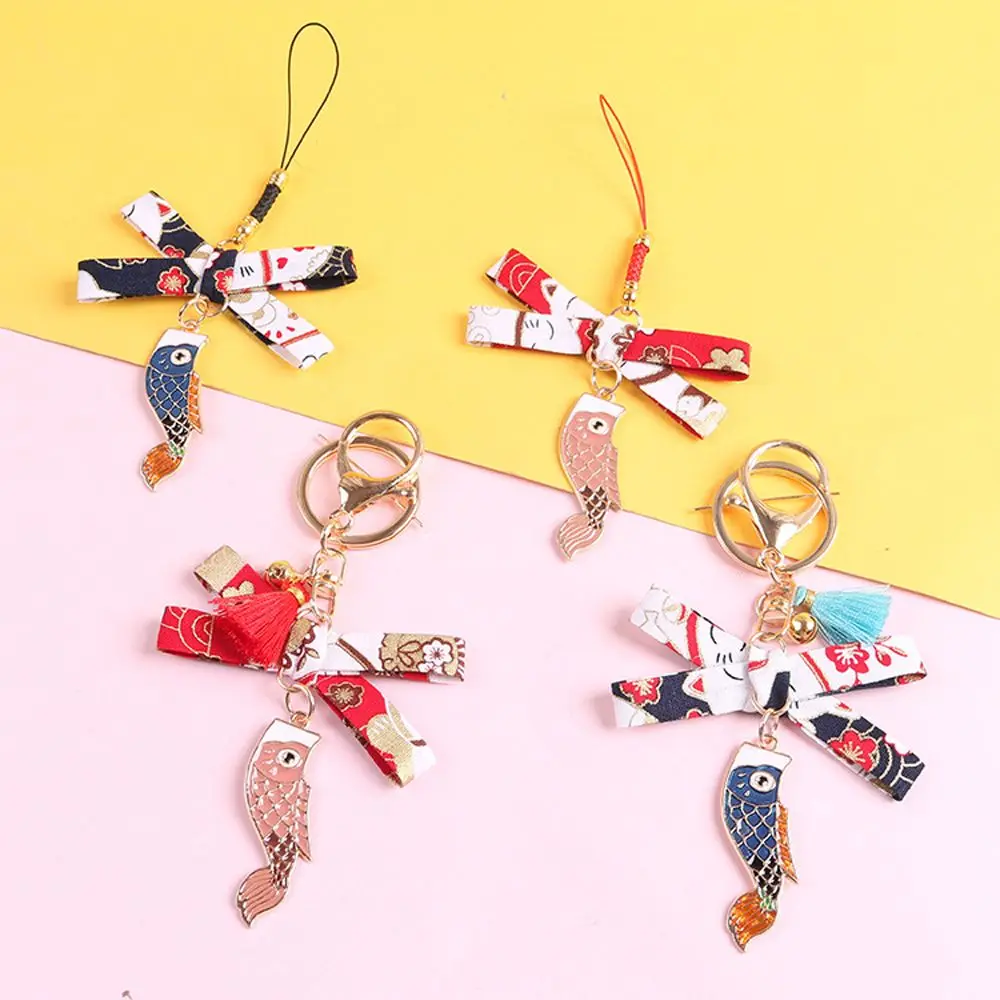 

Children Cartoon Design Decoration Japanese Style Pendant Car Key Ring Women Key Chain Carp Streamer Cute Decoration