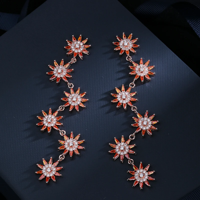 

Женские длинные серьги в виде подсолнуха, серебро 925 пробы