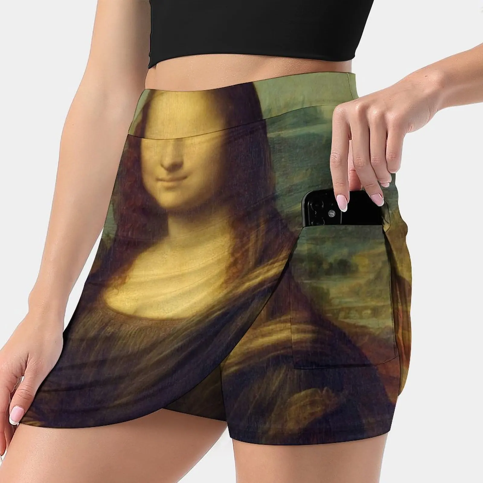 

Женская мини-юбка с карманами, трапециевидная юбка с принтом Моны Лизы, Леонардо да Винчи