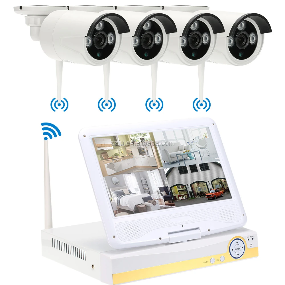 Trending Products 1080P wireless wifi 10 inch lcd monitor nvr system kit de camera 4ch home security camera kit Wireless NVR
