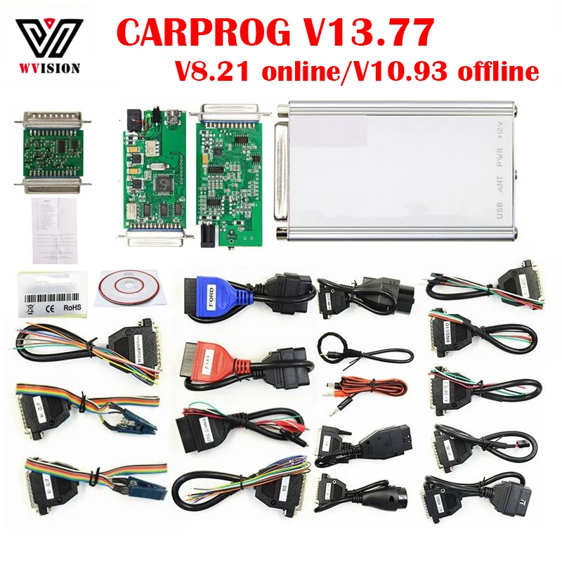 

New Version V13.77 CARPROG V8.21 Online Version V10.93 Car ECU Repair Tool Car Prog Perfect Add More Authorization 21 Adapters