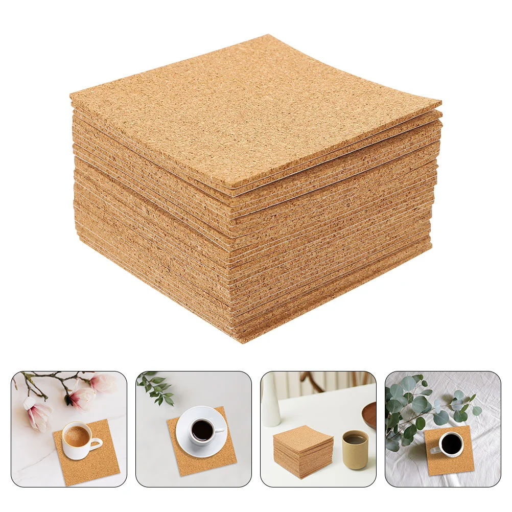 

60 pcs DIY Projects Cork Backing Adhesive Sheet Adhesive Square Cork Coasters