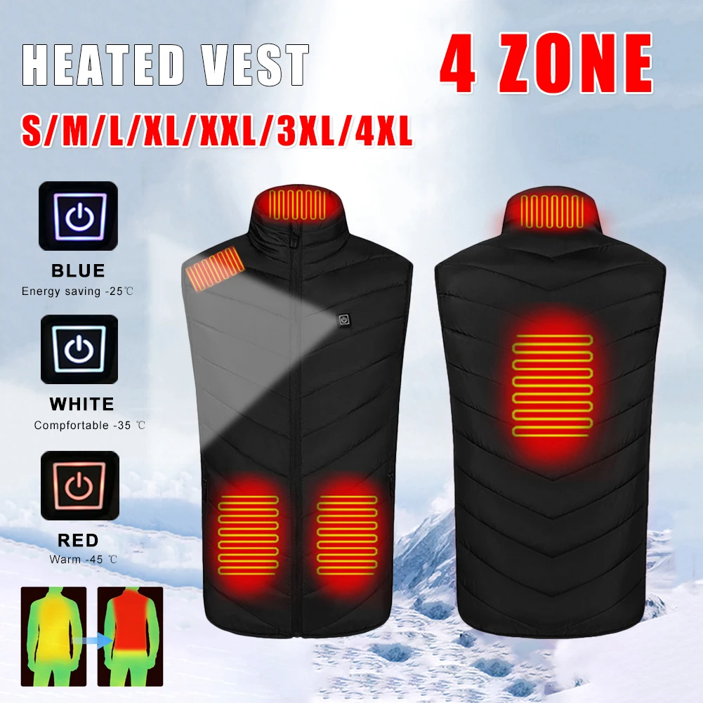 

Heated Vest Men Women Usb Heated Jacket Heating Vest Thermal Clothing Hunting Vest Winter Heating Jacket Black S-4XL
