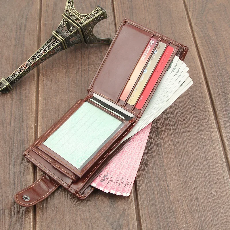 Деловой кошелек из искусственной кожи мужской в стиле ретро внутренняя молния с