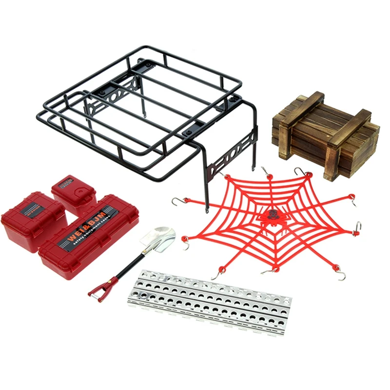 

Багажник на крышу, багажная сетка, комплект лопат для 1/10 RC Crawler Car Axial SCX10 SCX10 II 90046 SCX10 III, обновленные детали