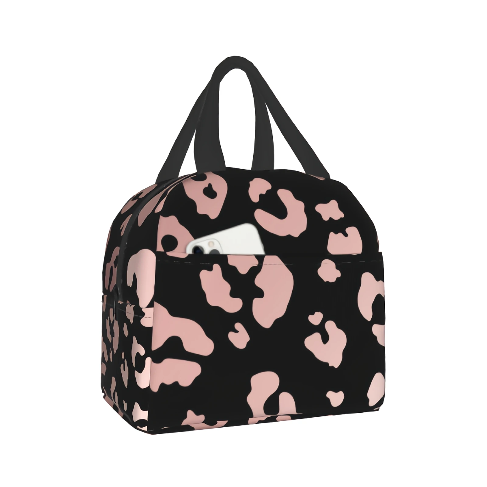 

Rose Gold Leopard Lunch Bag Trendy Abstract Insulated Lunch Bag for Women Men Teen Pink Leopard Cooler Bag Thermal Bag Picnic