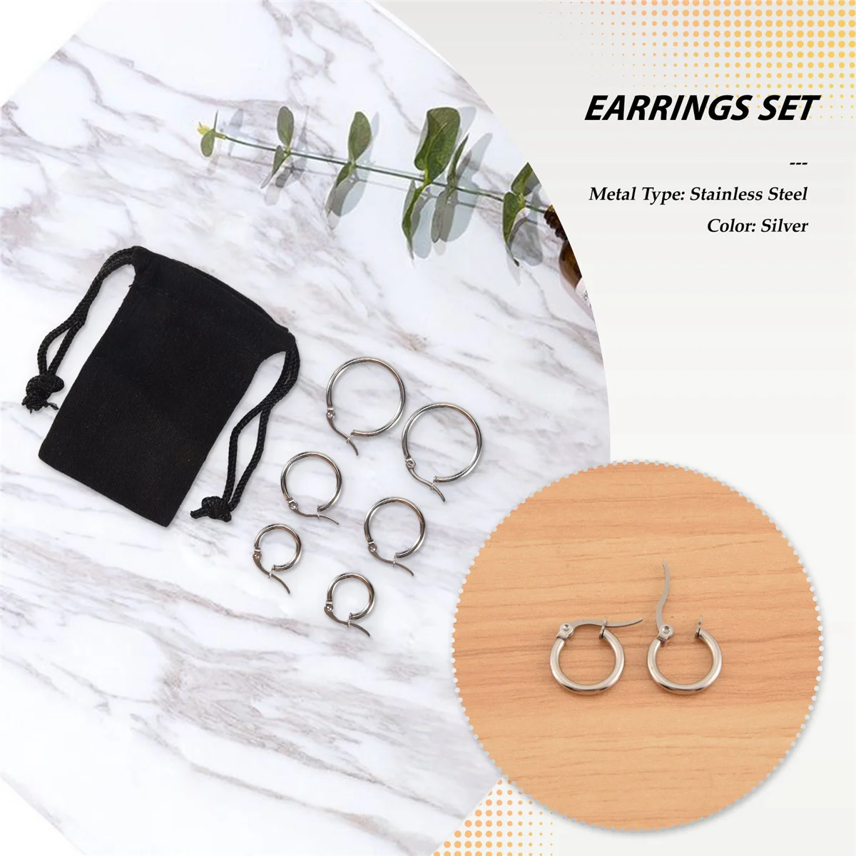 3 пары серег-колец из нержавеющей стали 15 мм 20 25 женские серебряные серьги