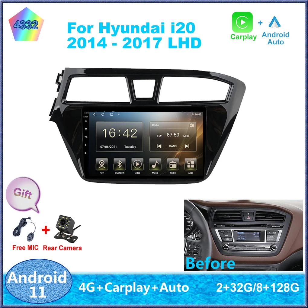 

9'' Android 11 For Hyundai i20 2014 - 2014 Car Radio Stereo Multimedia Video Player Navigation GPS Wireless Carplay DSP RDS