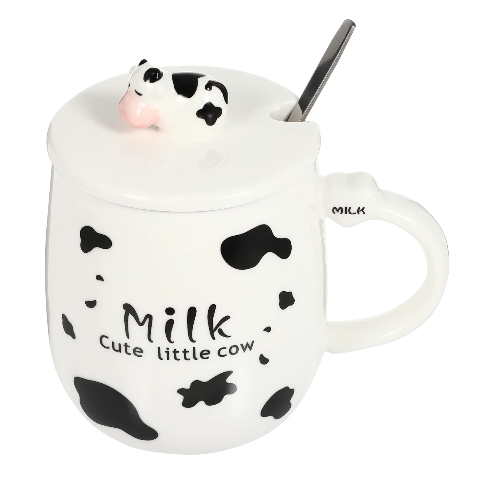

Cow Mug Coffee Ceramicmugs Cute Print Lid Spoon Cup Kawaii Cups Giftslovers Womendrinking Tea Waterpottery Favor Travel Drink