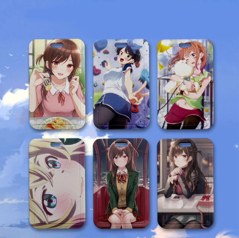 

2023 New 110*70mm Japanese Anime Kanojo Okarishimasu Lanyard ID Card Badge Holder with Keychain Keyring Gift