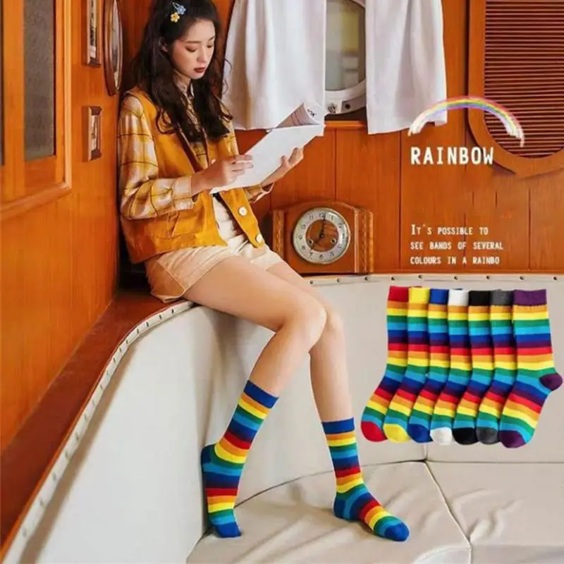 

Candy Colored Socks One Size Fits All Shaping Breathable Soft Fit Anti Friction Socks Thigh Stockings Pure Cotton Various Styles