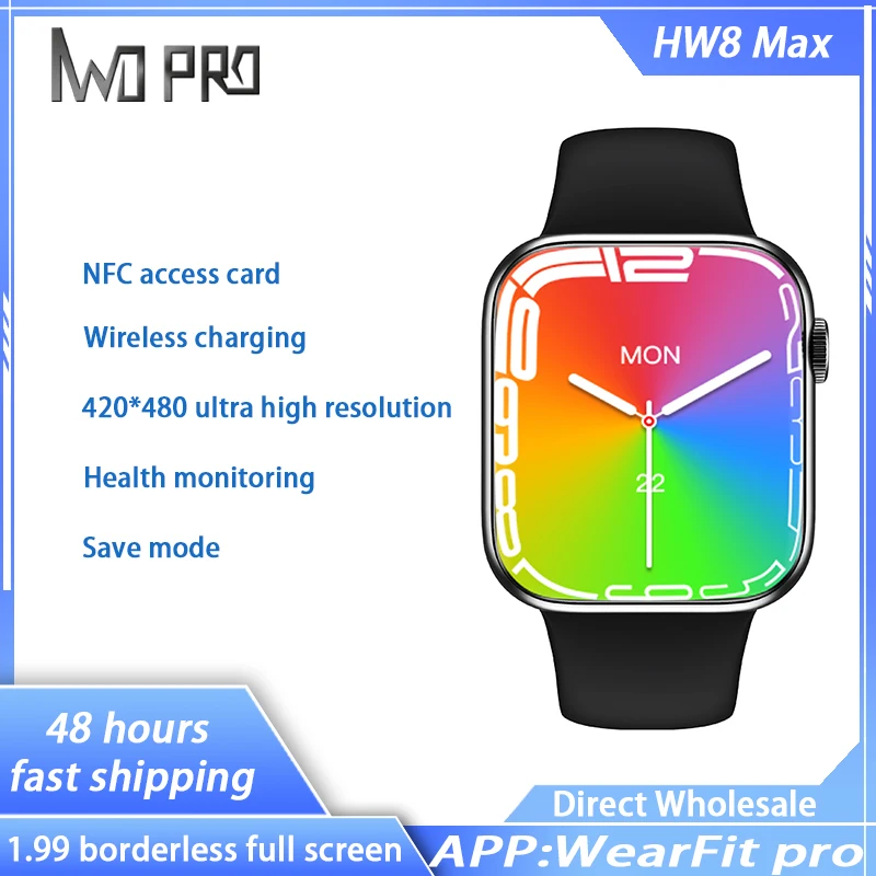 

IWO HW7 MAX 1.99 Inch Full Screen Smart Men Watch Smartwatch 45mm NFC Power Saving Mode Bluetooth Call, Message Reminder PK W27