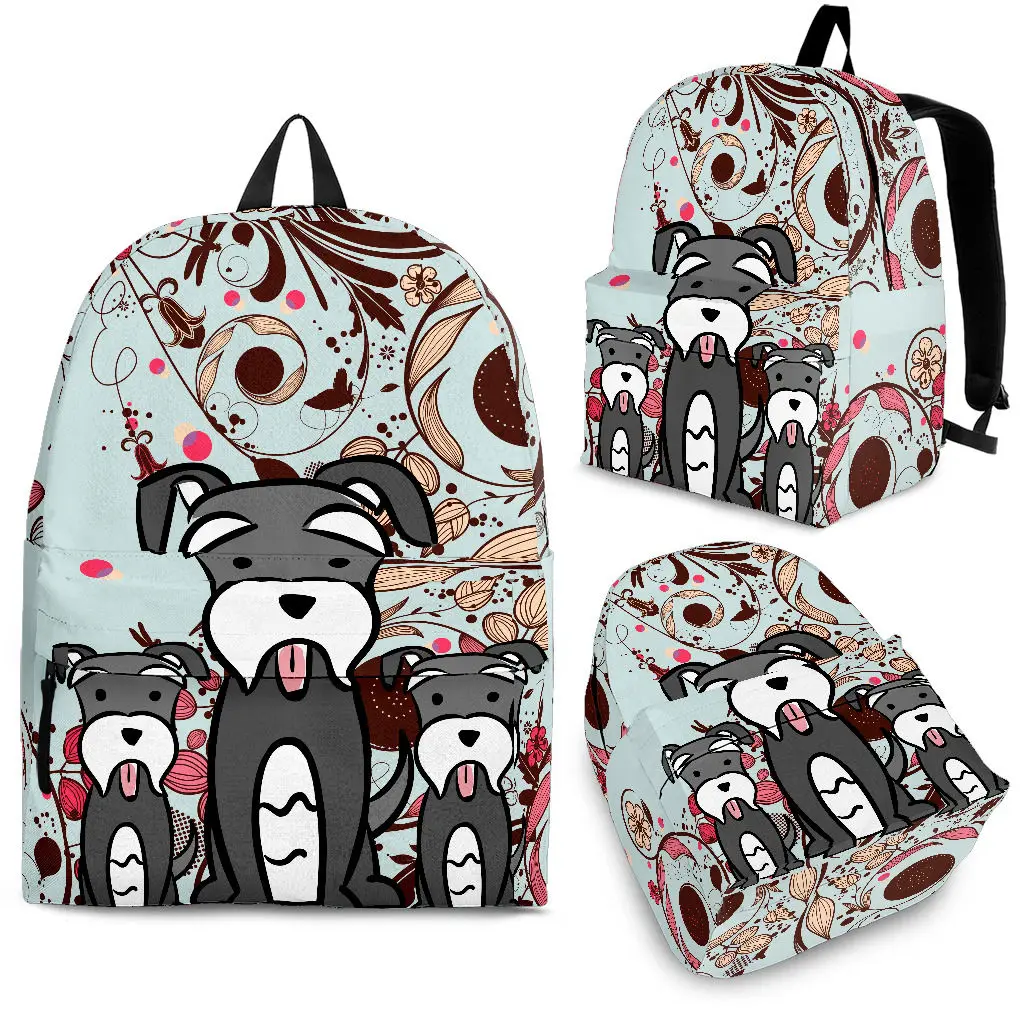 

YIKELUO Fun Cartoon Cherena Dog Light Blue Boho Floral 3D Backpack Children's Animal Backpack Leisure Travel Bag With Zipper