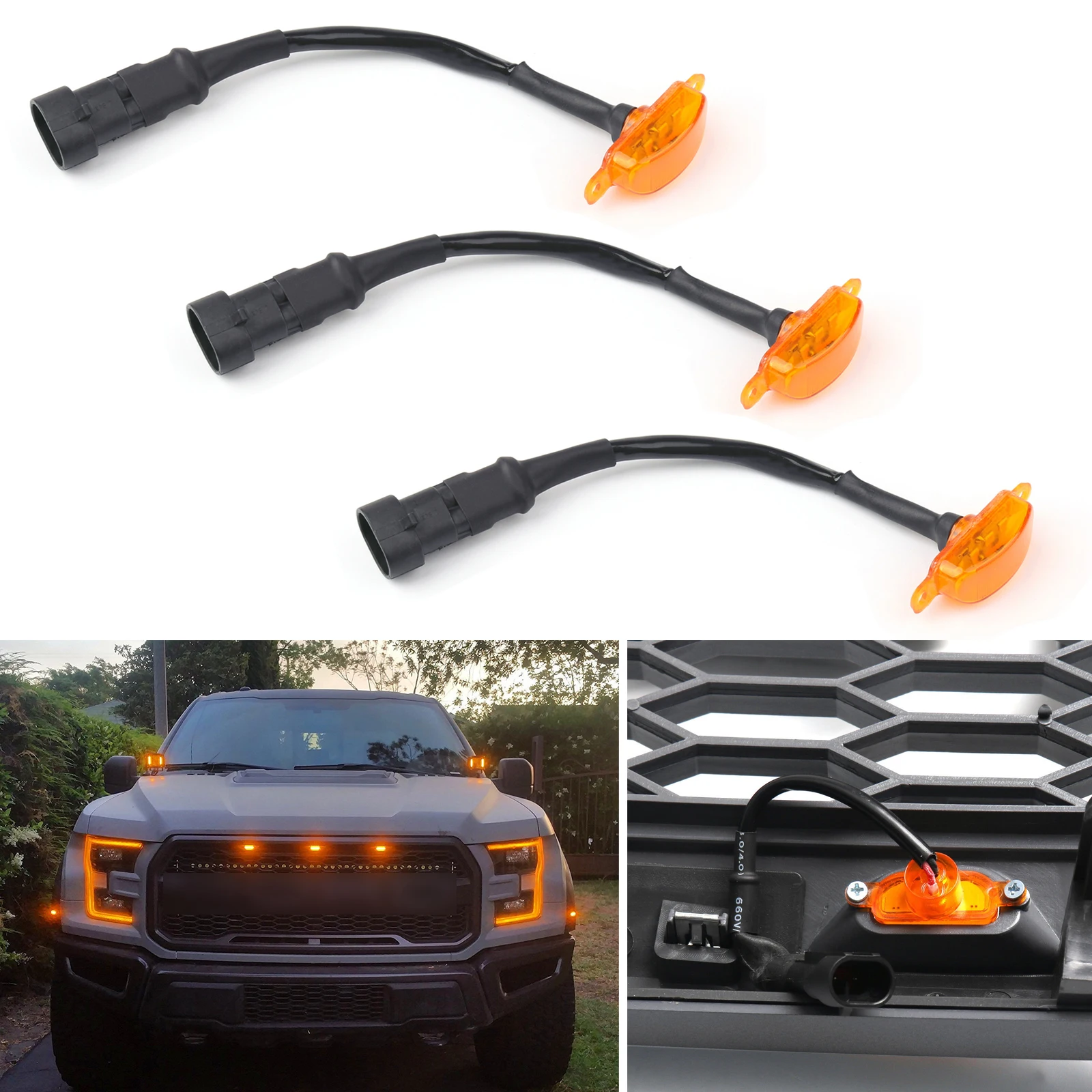 

3 шт. светодиодный светильник для Ford F-150 F150 Raptor Style Grill 2015-2019