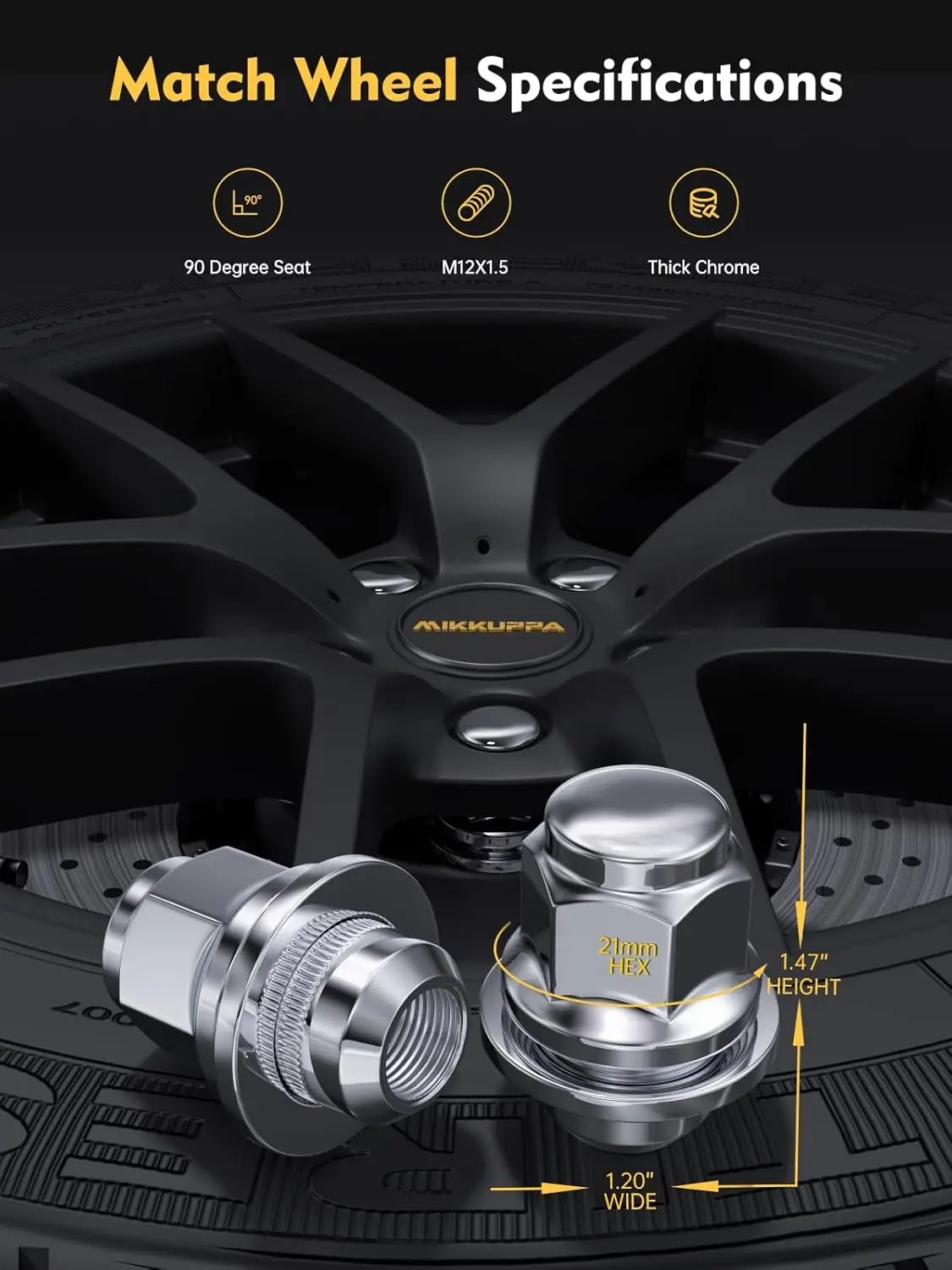 24 шт. M12x1 5 гайки с проушинами набор шестигранных 13/16 дюймов (21 мм) хромированные OEM