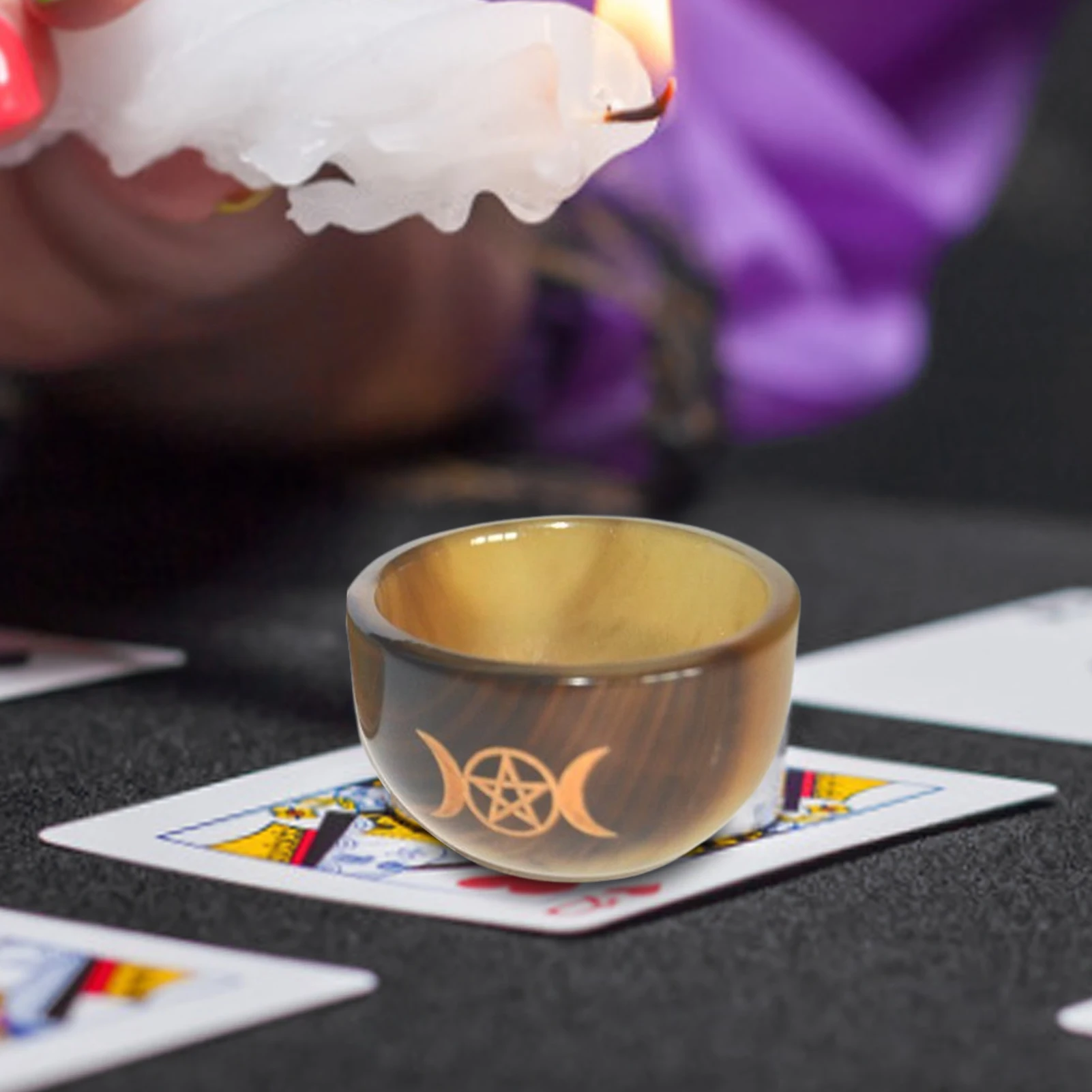 

Ritual Offering Bowl Pentagram Three-phase Ornament Witch Pendulum Cup For Altars Ceremonies Prayers Smearing