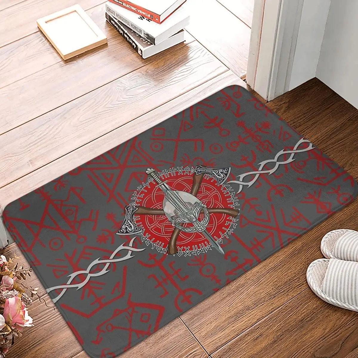 

Vikings Bathroom Mat Shield Swords And Axes Doormat Living Room Carpet Balcony Rug Home Decoration