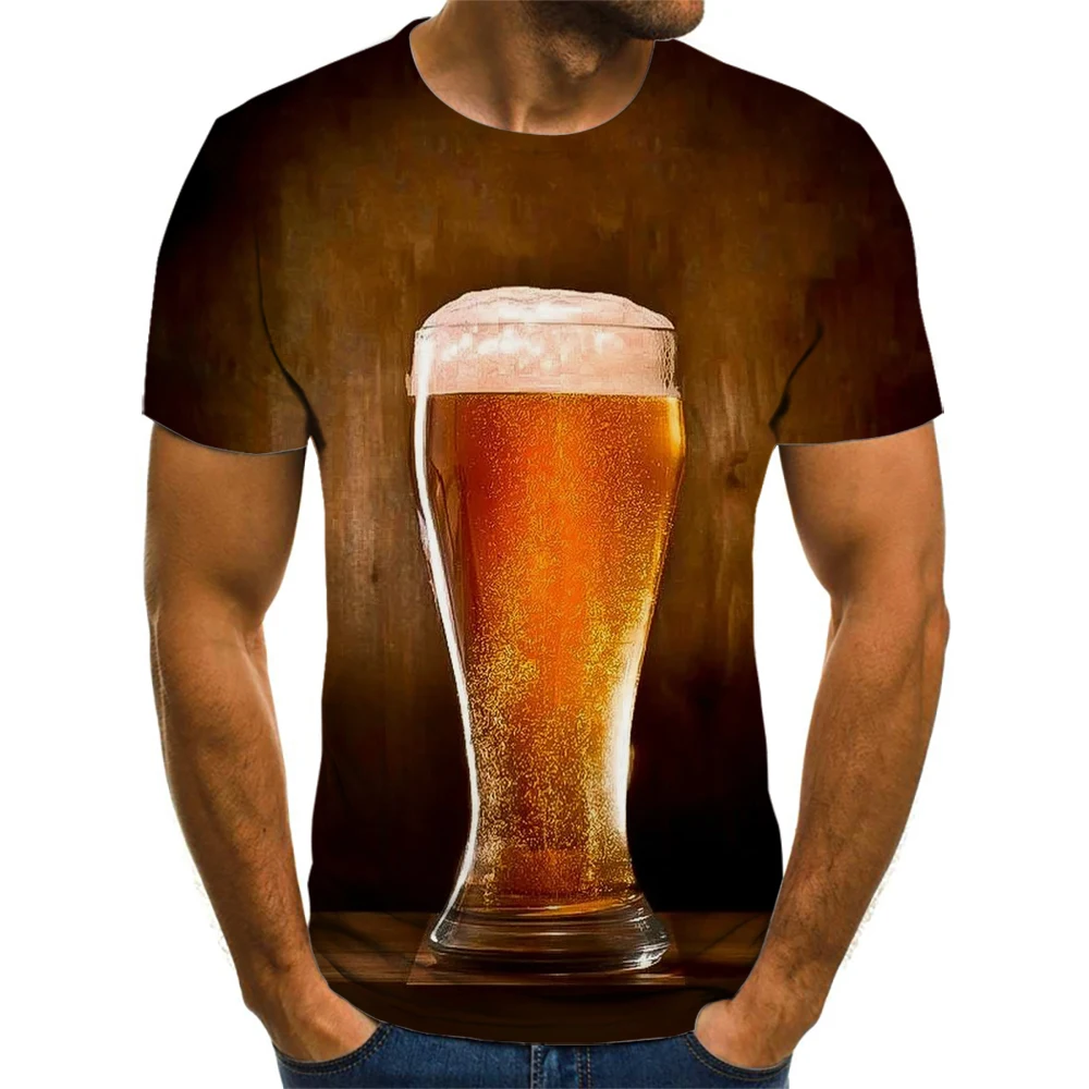

Camiseta de verão 3d para homens tempo de cerveja manga curta o-pescoço moda e diversão impressão 3d camiseta casual topo crianç