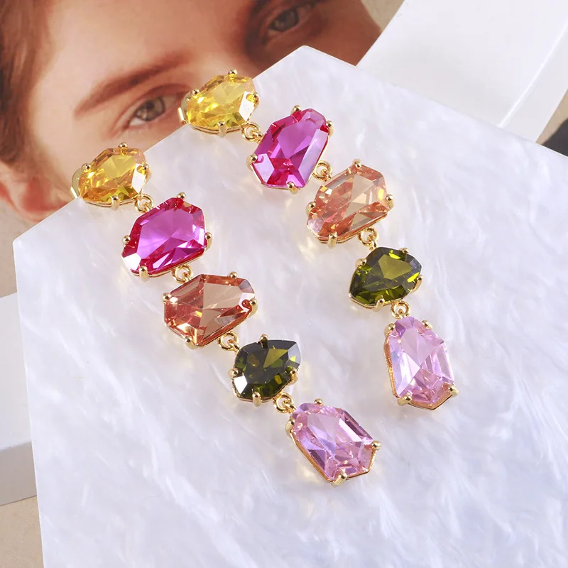 Модные роскошные модные блестящие серьги неправильного геометрического цвета с