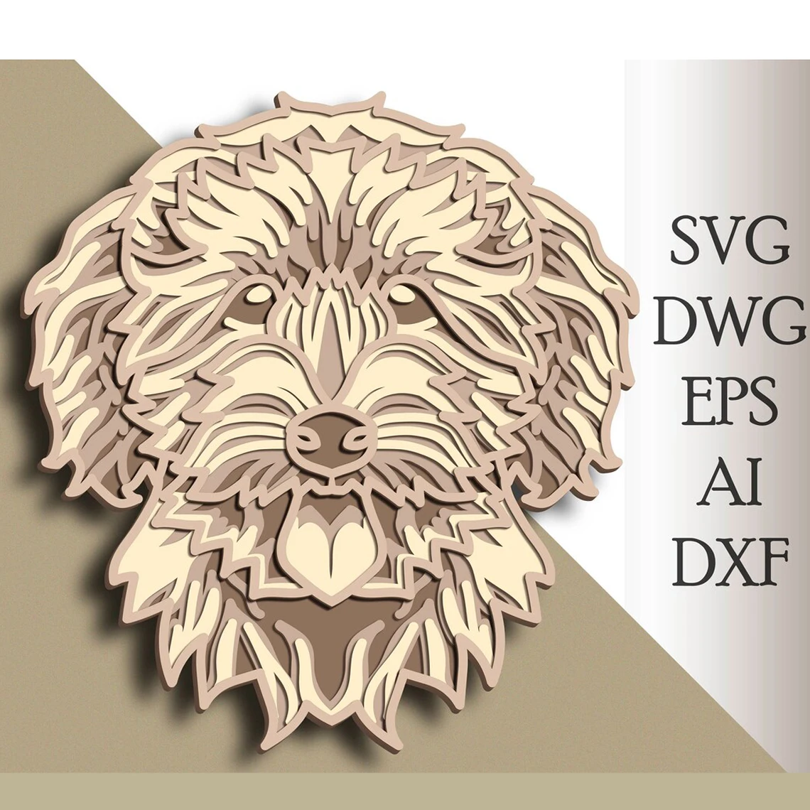 

3D Multilayer Goldendoodle Vector Model Home Decor Wall Art DWG DXF SVG AI EPS File for Laser Cutter and Cricut Maker