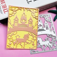 fairy horse castle background frame metal cutting dies embossing stencil diy scrapbooking card making album template