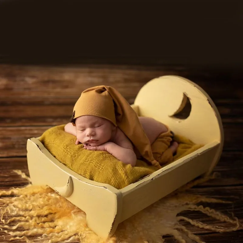 Newborn Photography Props Full Moon Baby Solid Wood Auxiliary Props Wooden Props Photo Studio Shooting Props Accessories