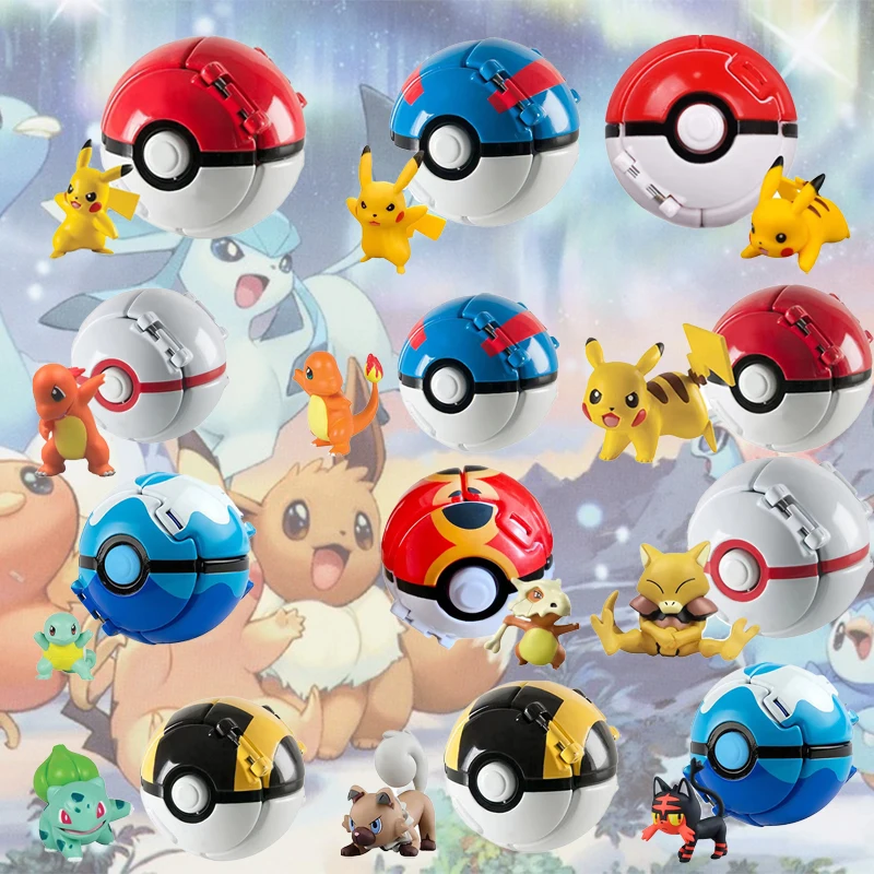 12 видов стилей Tomy Pokeball аниме персонаж Пикачу Сквиртл Покемон мутация игрушка