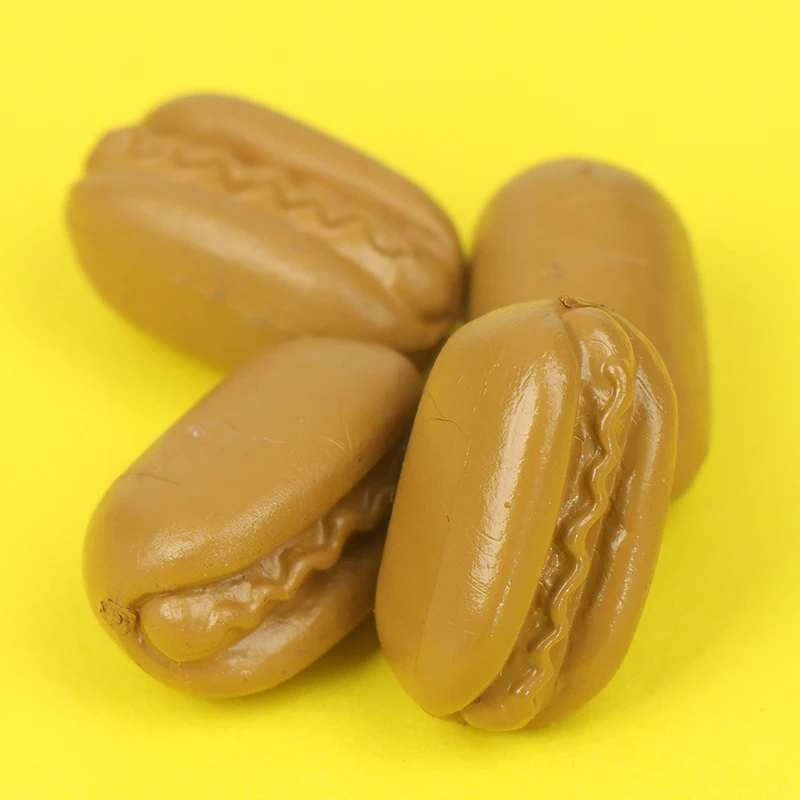 

4Pcs 1:12 Dollhouse Kitchen Mini Simulation Hot Dog Bread Food Scene Model Mini DIY Doll House Kitchen Accessories