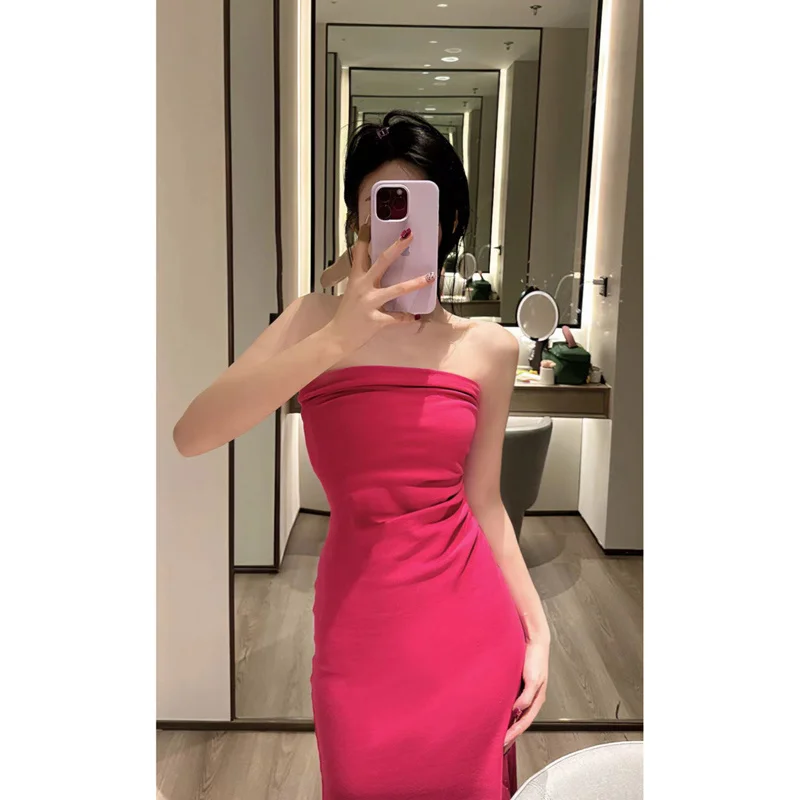 

Новинка, летнее пляжное платье Sanya для пляжа, допамин, милое французское платье-Бюстгальтер Kikyo розово-красного цвета